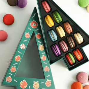 Boîte cadeau de luxe pour macaron et chocolat Boîte d'emballage en papier personnalisée avec insertion pour boulangerie, confiserie Emballage cadeau de qualité supérieure - Product Image 1