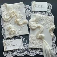 Buku Sumpah Pernikahan Mewah Berbahan Renda Prancis Set Lengkap Buatan Tangan Pita Satin Mutiara Buku Sumpah Pengantin Pria Wanita Kenang-kenangan Hadiah Pengantin Baru