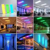 Plafonnier LED intelligent RGBCCT 2,4 GHz homologué ETL, 2x2 et 2x4 pieds, à éclairage périphérique, dimmable RGBW, ultra-mince, pour bureau, compatible Tuya
