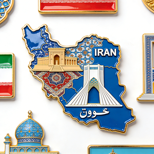 แม่เหล็กติดตู้เย็นลายธงชาติอิหร่าน ของที่ระลึกสถานที่สำคัญเมืองเก่าเพอร์เซโพลิส แม่เหล็กติดตู้เย็นลายพรมเปอร์เซีย รูปแบบพีวีซี ลายมัสยิดอิสฟาฮานอิหร่าน - Product Image 2