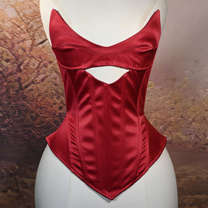 Robe de mariée en satin pour femme, style européen et américain, super <span class=keywords><strong>grande</strong></span> <span class=keywords><strong>taille</strong></span>, sexy, décolleté en V profond, coupe ajustée, anti-bactérienne, avec découpes, bustier - Product Image 2