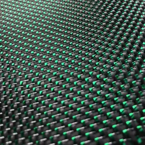 Panno in tessuto in fibra di carbonio glitterato di colore verde 3K