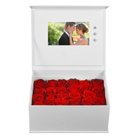 Boîte à vidéo de mariage promotionnelle au design tendance, écran LCD, boîte cadeau avec fleur