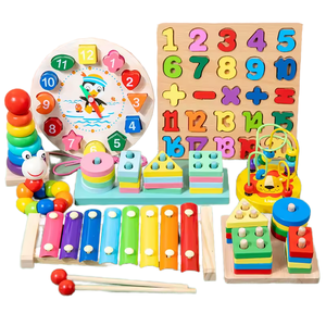 Ensemble de 34 types de jouets en bois Montessori personnalisables pour l'éducation précoce des enfants : Xylophone et Puzzle de reconnaissance des formes - Product Image 3