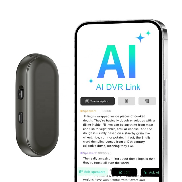 Wearable AI Voice Recorder 64GB Memory Audio Recorder for Meetings Interviews with Unlimited Transcribe & Summarize