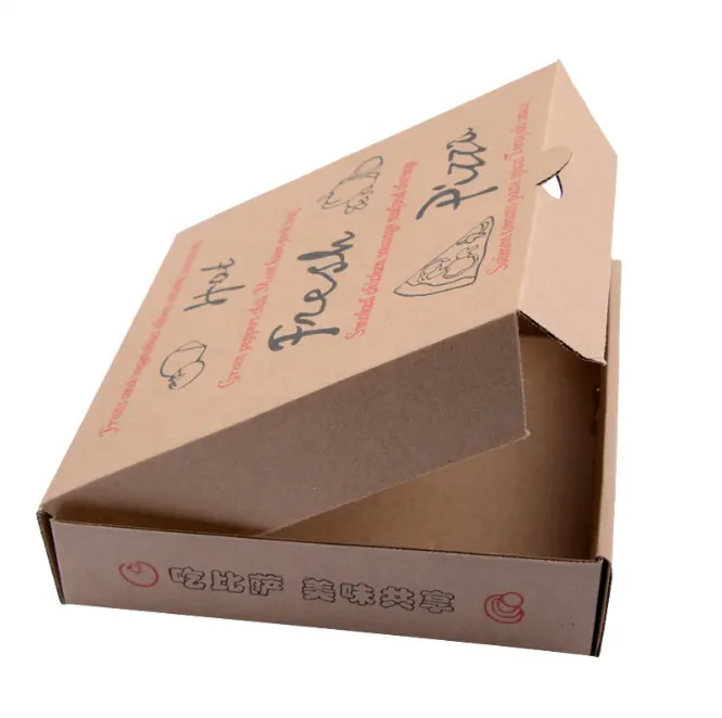 Caja de Papel kraft para llevar comida, etiquetas a todo color, para pizza