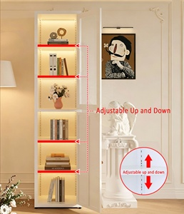 <span class=keywords><strong>Meuble</strong></span> de rangement moderne et minimaliste en métal blanc pour chambre à coucher, avec portes vitrées à fermeture douce et 6 étagères, idéal pour le salon - Product Image 4