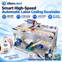 Rebobineuse automatique d'étiquettes à jet d'encre 600 DPI 60 m/min, machine de codage rouleau à rouleau pour codes QR, codes-barres, dates, logos, autocollants, films et bandes