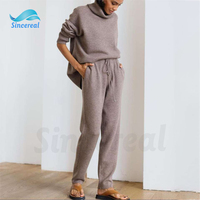 Sincereal vêtements de détente pour femmes femmes tricoté laine cachemire vêtements de salon ensemble femmes pull tricot deux pièces ensemble