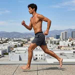 Built In Liner Men's Running <b>Shorts</b> Quick Dry Outer Layer <b>Compression</b> Design Elastic Waist Drawstring Side Pockets Gym Fitness - Product Image 2