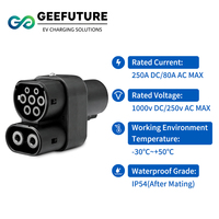 Adaptateur de chargeur de véhicule électrique GEEFUTURE, adaptateur de port de charge Nacs vers CCS2 250A 80A