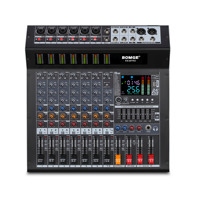 Console de mixage DJ professionnelle RX8 à 8 canaux avec effets de réverbération numériques DSP intégrés 256 bits