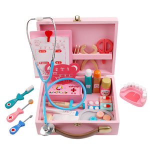 En bois Drôle Semblant Jouer Vrai Cosplay Jeu <span class=keywords><strong>de</strong></span> Médecin <span class=keywords><strong>Jouet</strong></span> Dentiste Médecine Boîte Semblant <span class=keywords><strong>docteur</strong></span> jouets pour les enfants - Product Image 2