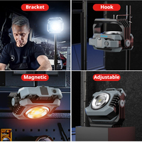 Lampe de travail portable à LED double lumière personnalisée, base magnétique, rechargeable Type-C, 5000 mAh, étanche, gradation progressive, faisceau 360°