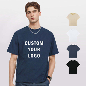 T-shirt décontracté à manches courtes pour homme, col rond, en coton épais 240 g/m², couleur unie, coupe classique, avec logo personnalisé imprimé sur le devant - Product Image 1