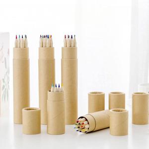 Ensemble de 12 crayons de couleur écologiques en bois naturel pour enfants avec logo personnalisé et mini crayons de couleur en papier - Product Image 3