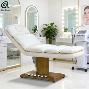 Qunpeng vente chaude Base de Grain de bois pédale électrique beauté <span class=keywords><strong>Spa</strong></span> Table de Massage Salon cils meubles pliants <span class=keywords><strong>avec</strong></span> lumière - Product Image 3