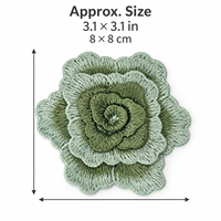 Applique brodée en rose superposée vert sauge 3D, fleur en dentelle soluble dans l'eau à coudre pour robe Cheongsam, sacs et projets DIY