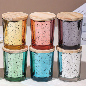 Portavelas de Vidrio Cilíndrico con Diseño Electrochapado, Mini, 95 ml, 3 oz, con Tapa de Madera de Bambú, para Navidad, Venta Caliente - Product Image 4