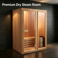 Cabine de sauna à vapeur sèche 1200x1000x2000mm en bois de pruche avec verre trempé de 8mm pour la relaxation intérieure à domicile