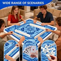 Tapis de table de mahjong 31,5" x 31,5" en néoprène bleu antidérapant, insonorisant, durable et facile à nettoyer pour les tuiles de mahjong et le poker