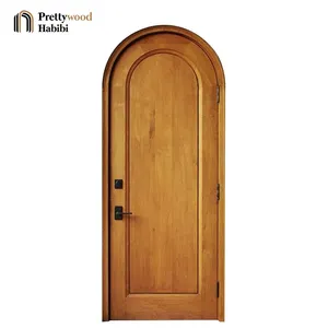 Prettywood Doors Australia Style Vintage Interior Design Round Top 1 Panel Solid Wood Arched Interior Doors
