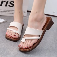 Sandales décontractées d'été pour femmes à talon bas carré, à deux brides, à bout ouvert, style claquettes et mules, pour l'extérieur, vente en gros