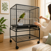 Grande cage à oiseaux en fer extra-large, style villa, à trois niveaux, avec protection anti-évasion, forme carrée, pour perroquets