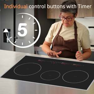 78cm H-one de gama alta 6700W Cocina de inducción 3 quemadores Aparato de cocina incorporado Estufa eléctrica de control independiente de 9 niveles de potencia - Product Image 4