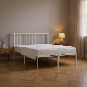 โครงเตียงเหล็กเคลือบสีขาวขนาดควีนไซส์ เฟอร์นิเจอร์ห้องนอน ดีไซน์มินิมอล - Product Image 2