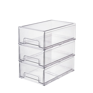 Boîte de rangement en plastique pour réfrigérateur Proins, à deux/trois couches, grande capacité, transparente, avec plateau amovible, vente en gros - Product Image 2