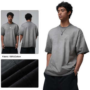 Camiseta Vintage Holgada 100% Algodón, Nueva Colección 2026, Personalizable con Logotipo, para Hombre, Primavera-Verano, Talla Grande - Product Image 3