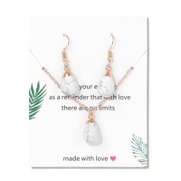 Boucles d'oreilles et collier géométriques unisexes en alliage de pierre artificielle turquoise, style minimaliste, tendance transfrontalière Europe-Amérique