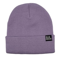 Bonnet en acrylique épais 100 % avec revers, unisexe, chaud, tricoté, avec logo personnalisé tissé – Vente en gros