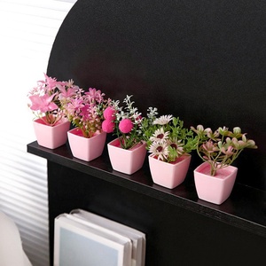 Set di 5 Fiori Artificiali <span class=keywords><strong>Rosa</strong></span> <span class=keywords><strong>con</strong></span> Vaso, Mini <span class=keywords><strong>Piante</strong></span> in Vaso per Decorazione Casa, Ufficio e Tavolo, Piccole <span class=keywords><strong>Piante</strong></span> Artificiali - Product Image 4
