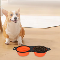 Bols pliants pour animaux de compagnie, bols à riz pour chiens, bols doubles pliants tout-en-un portables pour l'extérieur, bassins pour chiens d'extérieur, vente en gros de fournitures pour animaux de compagnie