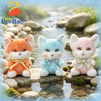 Adorable jouet en peluche renard de dessin animé, poupée en peluche douce, renards orange, bleus et roses avec nœud en ruban, peluche écologique et sûre