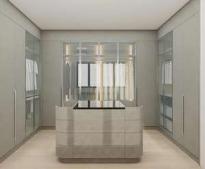 Armario de Dormitorio Completo de Lujo, Armario Principal de Madera con Cajones, Armario de Dormitorio de Tablero de Partículas y Melamina con Puerta de Vidrio - Product Image 1