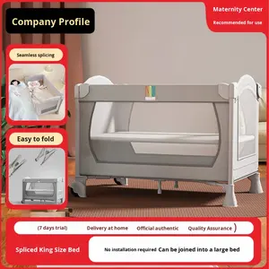 <span class=keywords><strong>Lit</strong></span> de bébé pliable multifonctionnel 100% coton motif solide épissé grand <span class=keywords><strong>lit</strong></span> pour nouveau-nés - Product Image 2