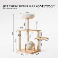 Arbre à chat en bois massif avec griffoir en sisal et maisonnette-capsule pour animaux d'intérieur