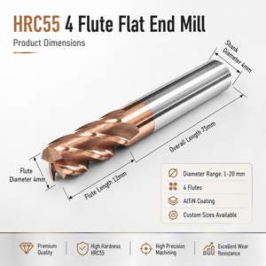 Carbide End Milling Cutter Titanium Alloy 3 8 12 16mm Tungsten Steel Milling Cutter 4 Edges Router <strong>Bit</strong> CNC Milling <strong>Tools</strong> - Product Image 2