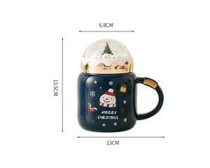 Tazas de cerámica de Feliz Navidad, <span class=keywords><strong>taza</strong></span> de café de vientre <span class=keywords><strong>grande</strong></span> con cubierta de árbol de Navidad, regalo personalizado - Product Image 5