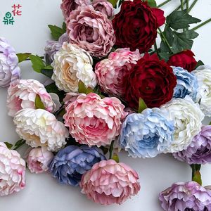 Flores de Seda en Forma de Peonía, Estilo Europeo, Centro de Mesa para Bodas, Decoración con Flores Artificiales - Product Image 1