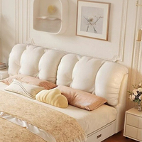 Cadre de lit blanc cassé, lit plateforme moderne rembourré et moelleux pour chambre d'adulte, taille Queen/King