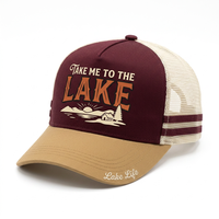 Gorra de béisbol trucker snapback de 5 paneles con visera curva, espalda de malla a rayas de dos tonos, estilo retro vintage, personalizada al por mayor