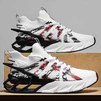 Chaussures de course à semelle souple Leisure Street, en tricot camouflage graffiti, absorption des chocs, pour le jogging en plein air, baskets tendance pour jeunes hommes