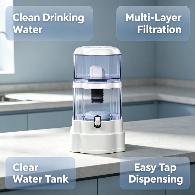 Gravity Mineral Water Purifier Pot Food Grade Multi Layer Filtration Water Filter Dispenser Easy Installation for Drinking Wate