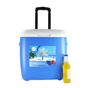 18l portable plastic coolest ice chest water cooler box with wheels wheel for fishing and medical use