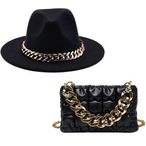Conjunto de Sombrero Fedora Vintage y Bolso para Mujer, Ala Ancha, Venta al Por Mayor 2022 - Product Image 1