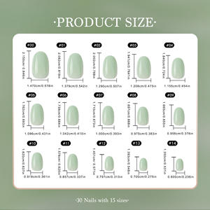 AIERFEI vente en gros 30 pièces presse ovale vert menthe sur les ongles frais <span class=keywords><strong>Pastel</strong></span> vert doux Gel faux ongles prêt à porter conseils de couverture complète - Product Image 4